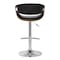Armen Living Butterfly Adjustable Height Swivel Black Faux Leather and Walnut Wood Bar Stool with Chrome Base LCBUBAWABL - alternate 6